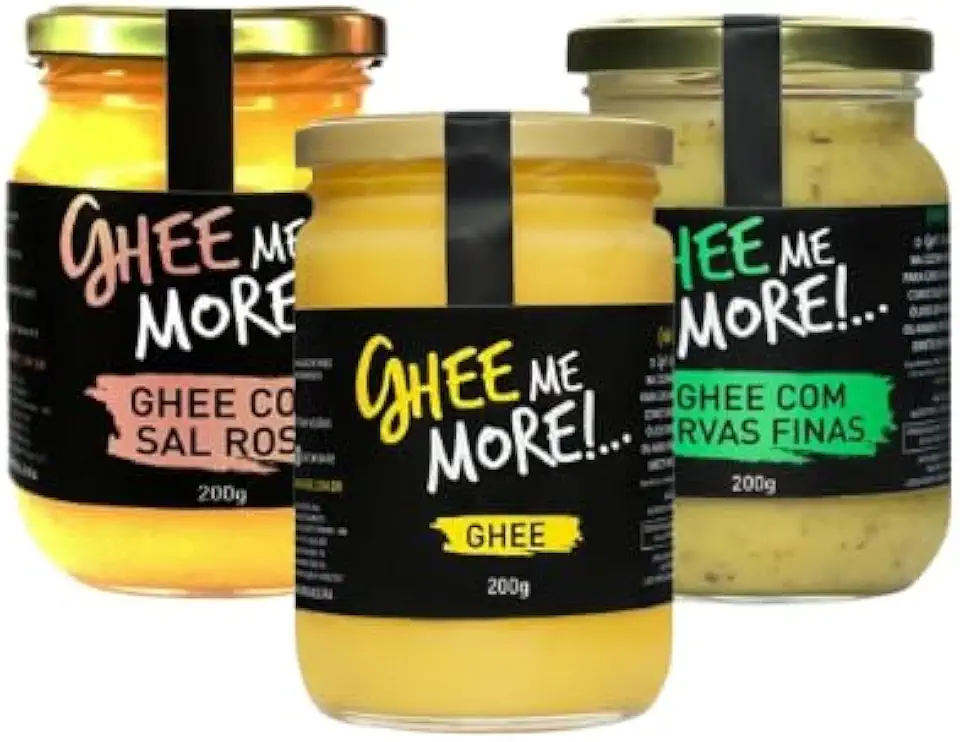 Kit 3 Manteiga Ghee, Natural, Sal Rosa, Ervas Finas pote 200g Ghee Me More