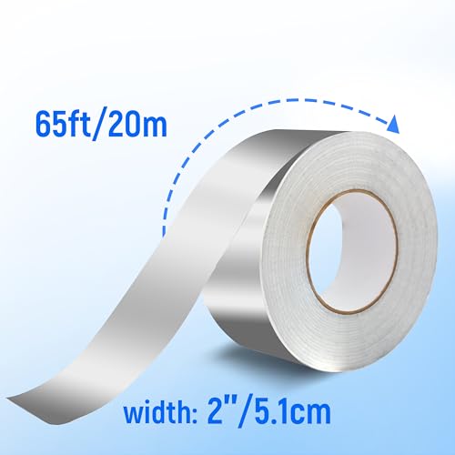 Image of Aluminum Foil Tape, 12 Pack Duct Tape Insulation Adhesive Metal High Temperature Duct Tape Heavy Duty Waterproof, Silver for Duct Work, Dryer Vent, HVAC，2 inch *22 Yards
