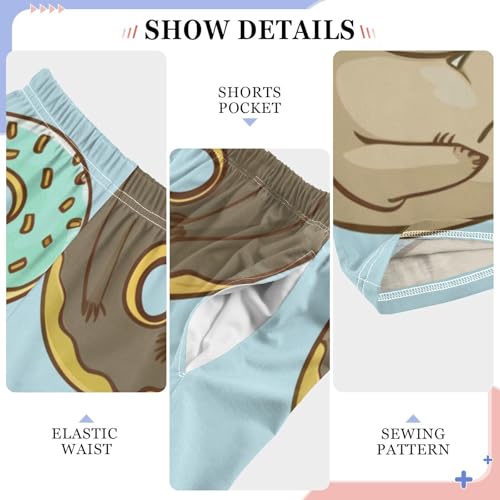 ZZXXB Funny Sloth Donut Boys Long Pants Soft Trousers Elastic Waist Kids Lounge Bottoms with Pockets S-XL4