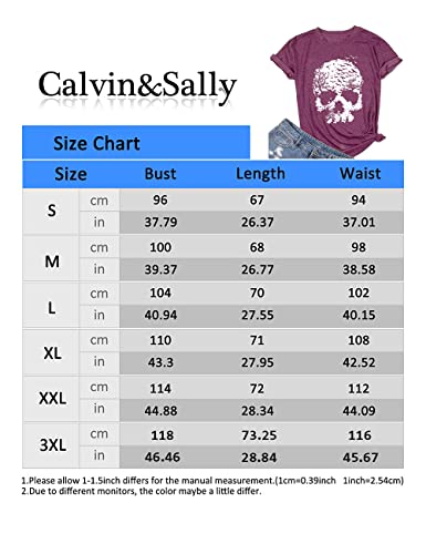 Skull Shirts For Women Vintage Skeleton Skull Print Tops Casual Loose Fit Plus Size Novelty T-Shirts Holiday Tops Purple, 3Xl #TOP5