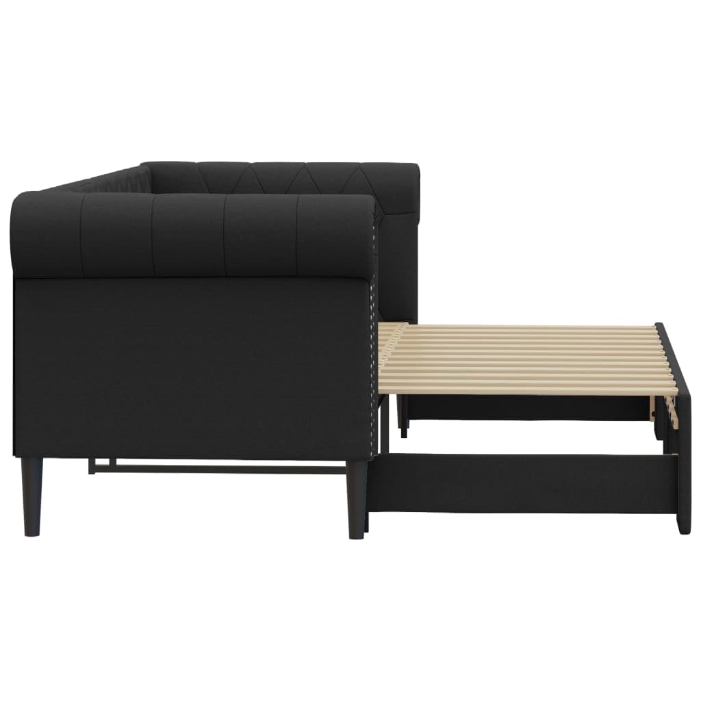 vidaXL Divano letto allungabile con rete a doghe, letto per camera da letto, soggiorno, divano, letto estraibile, nero, 90 x 200 cm