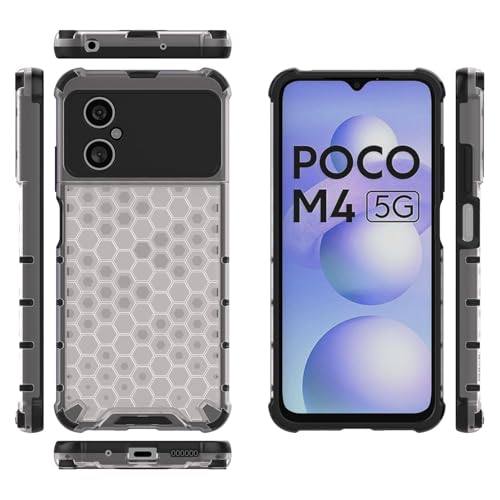 Image of Prime Retail Hard PC Back Case Cover for Poco M4 5G Anti Slip Ultra Thin Shockproof Reinforced Corners (Polycarbonate|Transparent)