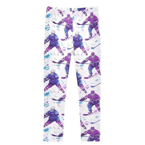 Boccsty Purple Blue Ice Hockey Grunge Girls Leggings Kids Yoga Pants Dance Active Tights 4T