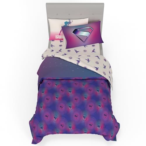 Image of Supergirl Movie Bedding Set, Twin Size, 4-Piece Super Soft Cozy Reversible Comforter & Sheet Set (Officially Licensed Product) by Franco