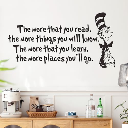 Am Amaonm FX2557 Removable Vinyl Black The More That You Read, The More Things You Will Know Inspirational Education Wall Decals Stickers Decor thumb #6