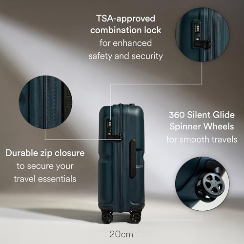 ANTLER - Single Stripe Hard Shell Cabin Suitcase, 55x40x20cm 39L, Lightweight, 4 Spinner Wheels - Adjustable Handle, Carry On Luggage Approved by easyjet, Ryanair & British Airways, TSA Lock - Indigo - Image 4