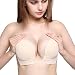 [NEWEST]Self Adhesive Deep U Plunge Bra Reusable Push Up Silicone Backless Sticky Reusable Adhesive Invisible Bras (CUPC, Beige)