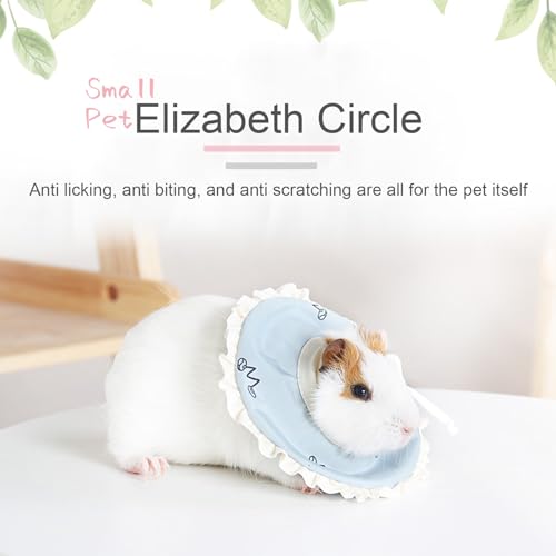 Image of Hamster Recovery Protection Cone After Surgery - Small Animals Adjustable Collar for Rat, Bird, Rabbit, Guinea Pig - Anti-Lick, Anti-Bite Pet Elizabeth Collar (Printed Blue, L)