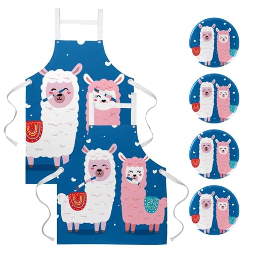 Tablier de cuisine lot de 2 avec dessin animé mignon pour éliminer les taches de graisse
