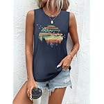 Graphic Tees for Women Sleeveless Tank Tops 2025 Summer Casual Blouses Tshirts Loose Fit Crewneck Vacation Outfits - Image 3