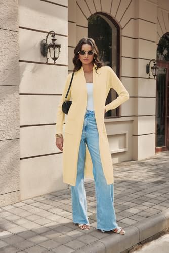 Image of GRACE KARIN Essential Solid Open Front Maxi Long Knitted Cardigan Sweater for Women