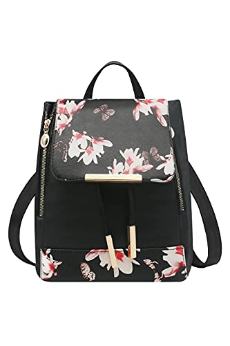 Pahajim Women Bag Backpack Purse cute PU Leather Zipper Bags Fashion Casual Rucksack Satchel and handbags for Women Girls Ladies (Flowers)