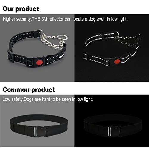 Mogoko Martingale Dog Collars With Buckle， Reflective Pet Training Collar With Metal Chain For Dogs(S Size;Black) #TOP6