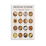  XJRZHLDU Poster con ricetta della cucina messicana, stile retrò, poster su tela, per cucina, sala da pranzo, camera da letto, ufficio, stanza, regalo, dimensione: 40 x 60 cm