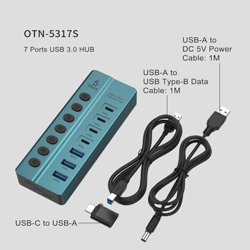 Répartiteur USB 5 Gbps 7 ports idéal pour le télétravail sur PC