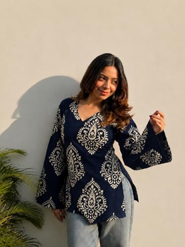 Image of ANNI Designer Cotton Short Kurti for Women | Stylish Kurti | Short Kurti Top | Casual Kurta for Women | Comfortable Cotton Kurtis for Womens
