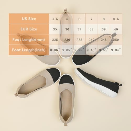 Women's Knit Slip On Walking Flats Fashion Round Toe Shallow Mouth Casual Ballet Loafers Lightweight Breathable Comfortable Sneakers2