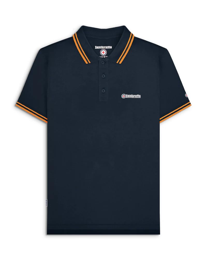 Lambretta Men's Triple Tipped Polo Shirt… (UK, Alpha, 4XL, Regular, Regular, Navy/Tan)