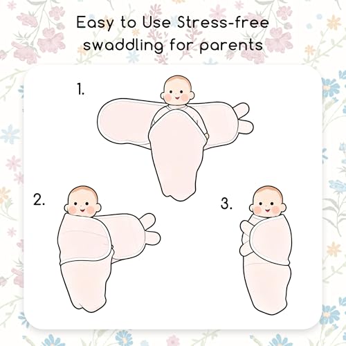 Image of Cotton Swaddles for Newborn, Baby Newborn Swaddle 3-6 Month | 2-Pack Soft Adjustable Newborn Swaddle Sleep Sack, Baby Girls & Boys,Wrap Nursery Infant Swaddling Blankets Country Floral