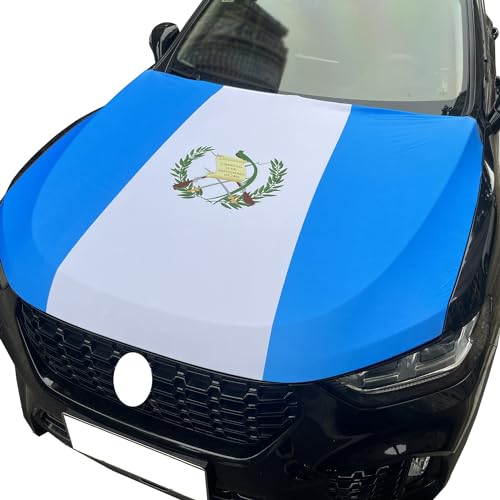 Guatemala Flag Car Hood Cover 3.3X5FT 100% Polyester,Engine Flag，Elastic Fabrics Can be Washed,Car Bonnet Banner