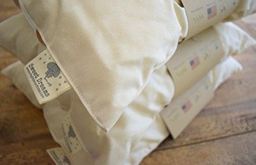 Image of Organic Toddler Pillow Made in the USA and Organic Cotton Pillowcase - 13x18 Soft Natural Cotton Toddler Pillow for Sleeping - Washable Baby Nap Pillow - Travel Pillow - Kids Sleeping Bedding