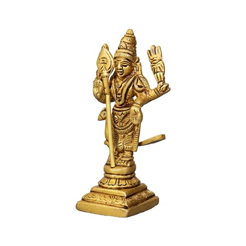 Estatua tradicional de Murugan de latón 4 pulgadas miniatura 3