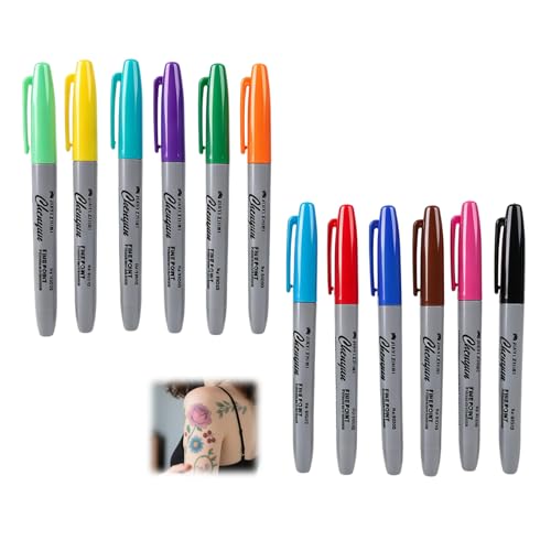Lot de 12 marqueurs de tatouage chirurgicaux pour tatouage précis, encre non toxique, pointe fine, application agréable pour le maquillage ou les artistes de...