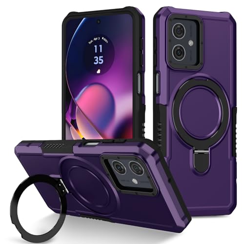 BIOPLJ Case for OPPO A58 4G Heavy Duty Case with Tempered Glass Armor Heavy Duty Drop Proof Shock Proof Case with Stand Camera Protector Cover OPPO A58 4G Case (Dark Purple B)