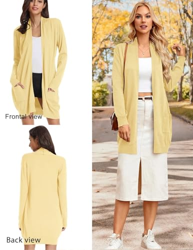 Image of GRACE KARIN Long Cardigan for Women Lightweight Open Front with Pockets | Oversized Cardigan Sweaters for Women, Soft Knit, Casual Fall Clothes, Layering Piece for Fall, Winter & Office Wear