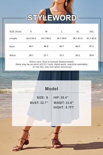Image of STYLEWORD Womens Summer Casual Short Sleeve Flowy Midi Beach Dress