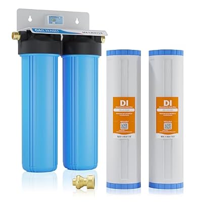 Max Water 2 Stage Deionized Spot - Free Car Rinse Unit + Digital TDS Meter, Premium Water Deionizer for Car Washing - Spotless Car, RV and Motorcycle Wash System - 3/4" Inlet/Outlet