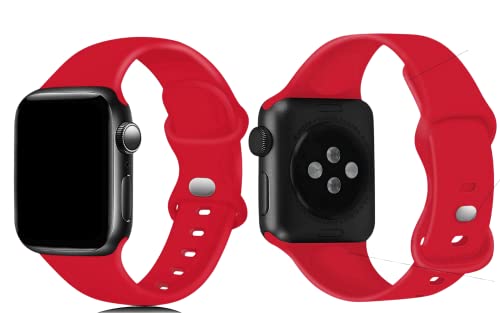 Preisvergleich Produktbild IMKRC Weiche Silikon-Armbänder / Mehrfarbige Silikon-Uhrenarmbänder für Smartwatch, kompatibel mit Apple Watch Serie 7 / 6 / 5 / 4 / 3 / 2 und SE, atmungsaktive Ersatzbänder, 38 / 40 / 41mm M-L, Silikon