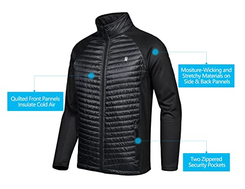 Little Donkey Andy Men's Insulated Hiking Jacket, Hooded Thermal Running Hybrid Jacket3