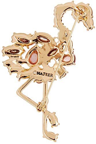 Image of Napier Boxed Fancy Pink Crystal Flamingo Pin, Gold Tone