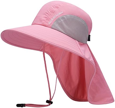 Bassdash UPF 50+ Unisex Water Resistant Wide Brim Sun Hat with Large Neck Flap Ponytail Fishing Hat for Men Women
