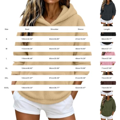 Fuzzy Hoodies for Women Plush Casual Comfy Sweatshirt Beige - image 4