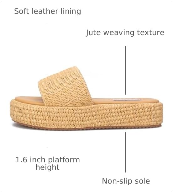 Image of Platform Sandals for Women Straw Raffia Sandals Women Cute Sandal Wedges for Beach Vacation Comfortable Espadrille Platform Shoes