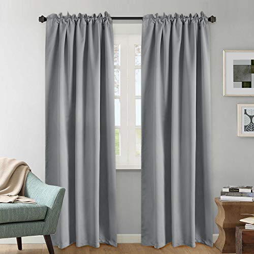 H.versailtex Blackout Curtains Thermal Insulated Window Treatment Panels Room Darkening Blackout Drapes For Living Room Back Tab/Rod Pocket Bedroom Draperies, 52 X 96 Inch, Grey, 2 Panels #TOP1