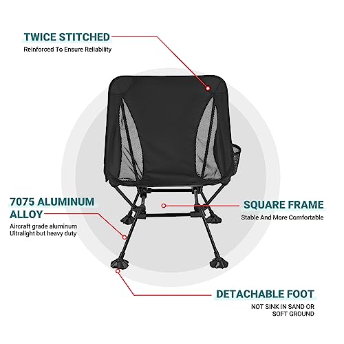 Atepa Ultralight Camping Chair For Backpacking Hiking, Portable Compact Lightweight Folding Camp Chairs For Adults - Square Aluminum Frame With Anti-Sinking Feet For Beach Lawn Travel Bbq Outdoor #TOP4