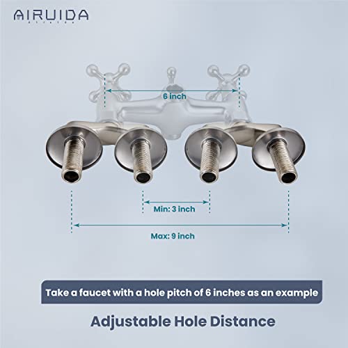Airuida Wall Mount 3-3/8 Inch Clawfoot Tub Adapter 2.17 Inch Brushed Nickel Extended Thread Adjustable Bathtub Shower Faucet Swing Arms Commercial Utility Eccentric Screw Plus Size 1 Pair #TOP4