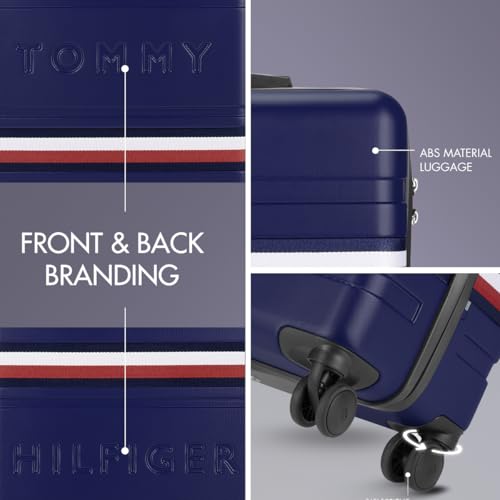 Image of Tommy Hilfiger Plastic Berlin Unisex Spinner Hard Luggage - Navy, 67Cm Mid Bag with 4 Wheel Trolley