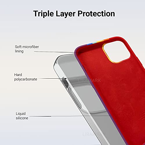 Image of LIRAMARK Liquid Silicone Soft Back Cover Case for Apple iPhone 13 Mini (5.4 Inch) (Rainbow)