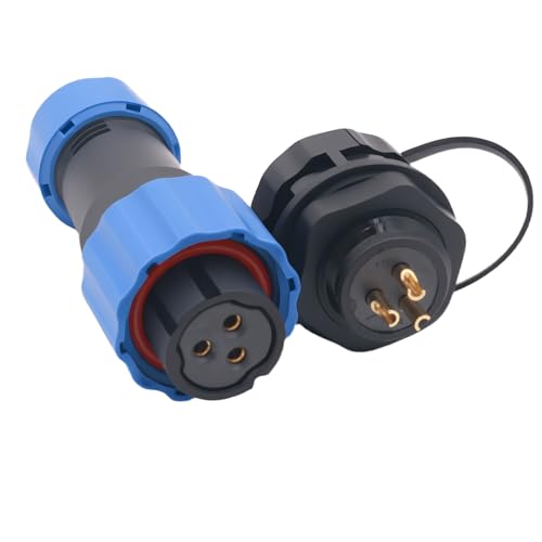 Powice SL17 2-poliger Luftfahrtstecker – IP68 Wasserdicht, Lötfrei, Für Außenbeleuchtung & Garten