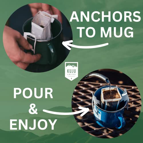 Kuju Coffee Premium Pour Over Individual Coffee Packets - Backpacking, Travel, Camping Coffee Singles - Ethically Sourced & Eco-Friendly - Basecamp Blend, Medium Roast, 24-Pack #TOP1
