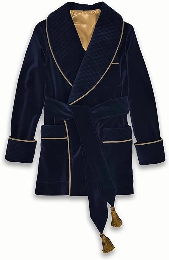 Men's Quilted Smoking Jackets Velvet Smoking Robes Coat Jackets Dinner Party Wear Jackets