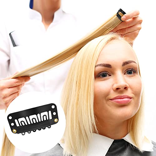 Lusofie 50Pcs Snap Wig Clips 6-Teeth U-Shape Hair Extension Clips To Secure Wig No Sew With Silicon Rubber Wig Clips For Hair Extensions Hairpiece Wig Accessories(Black) #TOP4