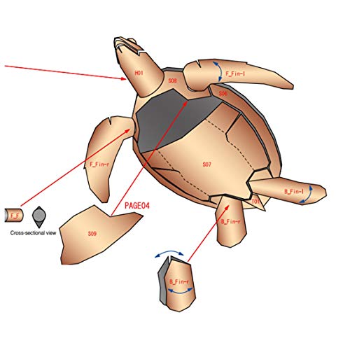 Quebra Cabeça 3D Miniatura Tartaruga Marinha Verde Colagem Papercraft HAS BRASIL