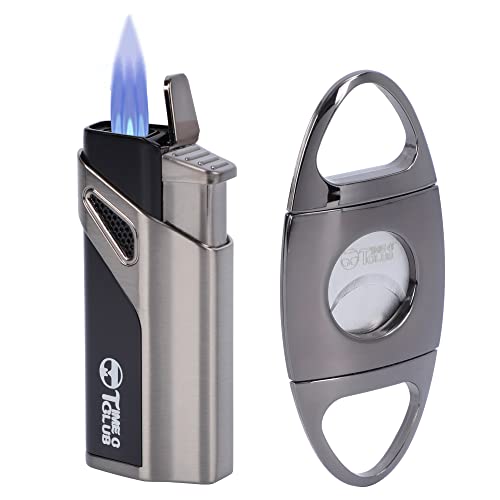Cigar Cutter Stainless Steel Cigar Lighter Triple Flam 3 Jet Flame Lighter, Gas Lighter Refillable Lighter, Birthday, Best Man ，Gift For Father Men (Hs-Hj-Jd981) #TOP24