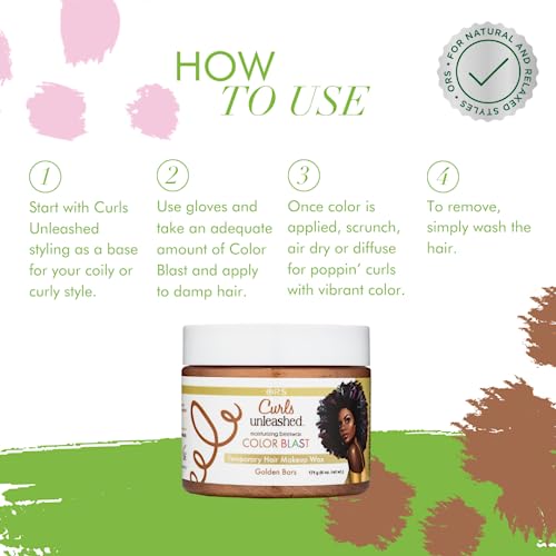 Curls Unleashed Color Blast Temporary Hair Makeup Wax, Moisturizing Beeswax Hair Wax, Golden Bars, (6.0 Oz) #TOP5
