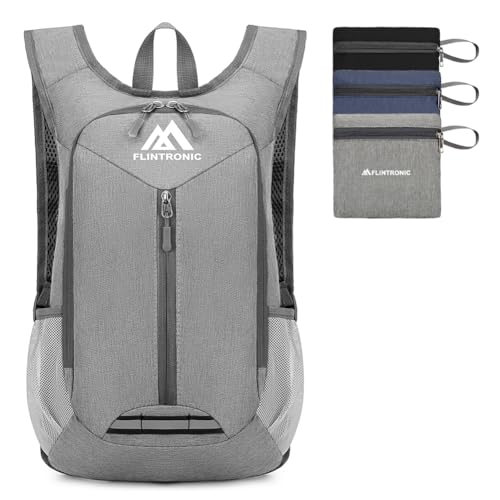 flintronic 16L Mochila Plegable Ultraligera, Mochila de Viaje, Mochilas de Senderismo, Mochilas de Marcha Pequeña, Impermeable, para Hombre Mujer, para Senderismo Caminar Acampar Gris Claro